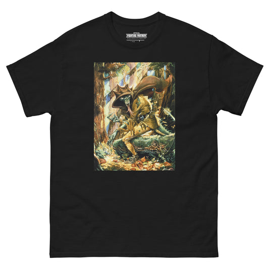 Forest of Doom on a black t-shirt against a white background.