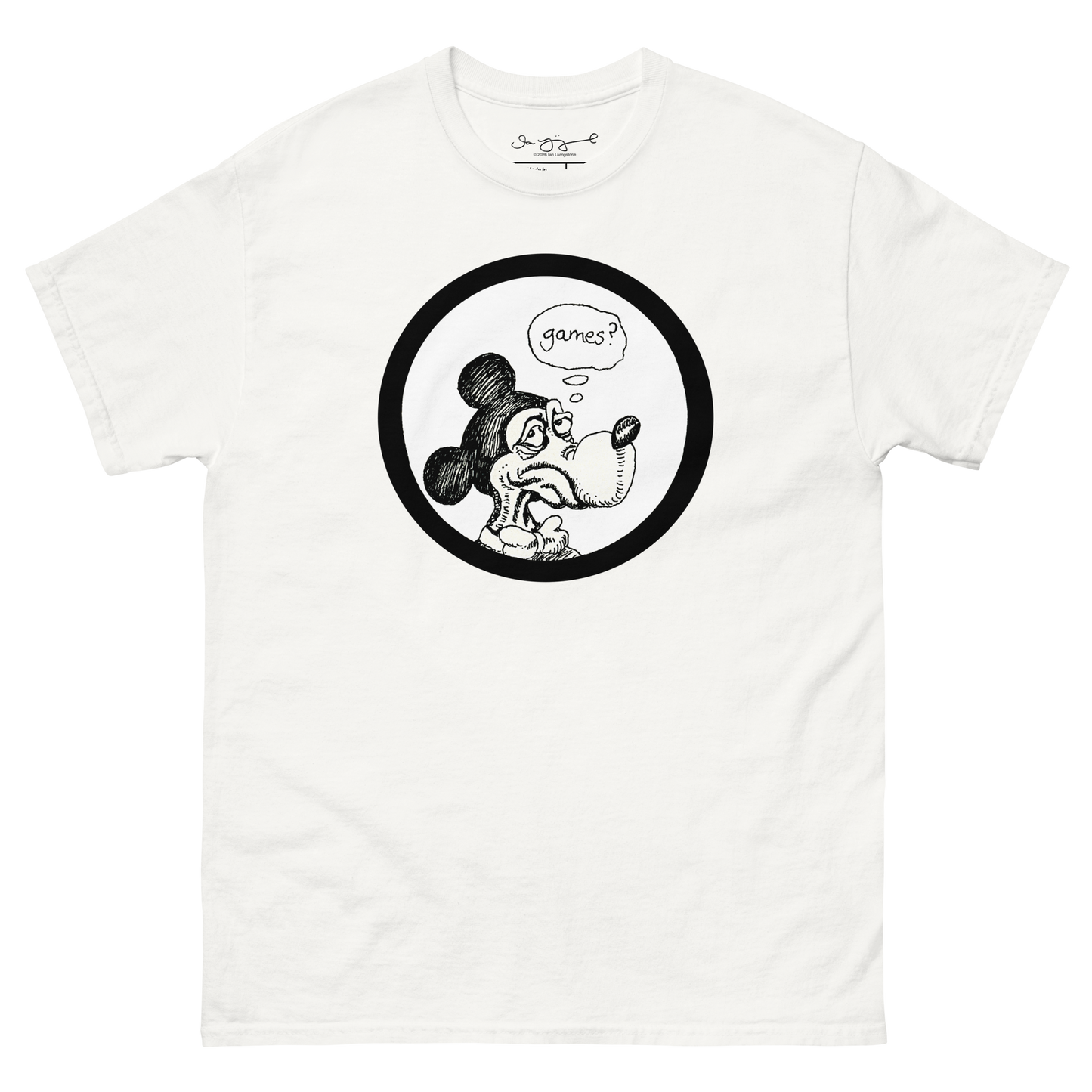 Games? design on a white t-shirt against a transparent background.